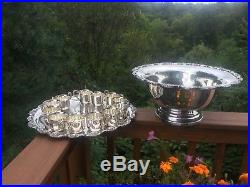 Large Vintage Towle Silverplate Punch Bowl Set Bowl Underplate & 12 Cups 17 3/4
