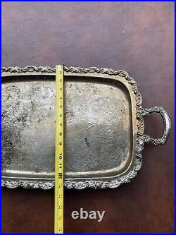 Large tray, silver plated rectangular dish on a leg, vintage plate