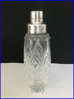 Large vintage cut crystal and silver plated brass cocktail shaker