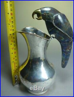 Los Castillo Taxco vintage silver plated pitcher parrot handle 8