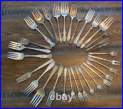 Lot 31 Forks Ornate Vintage Antique Mixed Silver Plate Serving Flatware 1