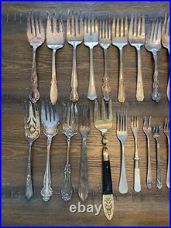 Lot 31 Forks Ornate Vintage Antique Mixed Silver Plate Serving Flatware 3