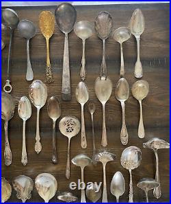 Lot 45 Ladle Spoons Ornate Vtg Antique Mixed Silver Plate Serving Flatware 2