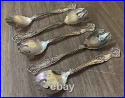 Lot 5 x 1847 Rogers VINTAGE Grape Pattern Silver Plate ICE CREAM FORKS NO MONOS