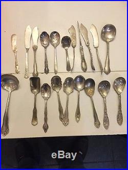 Lot Of 20 Very Old Vintage Silver Plate Spoons Knives Unique Rare Styles