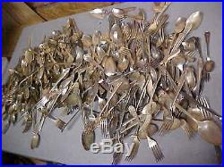 Lot Of 250 Silverplate Flatware Crafts Altered art Vintage NO KNIVES 23 pounds