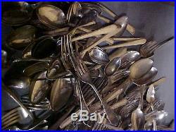 Lot Of 250 Silverplate Flatware Crafts Altered art Vintage NO KNIVES 23 pounds