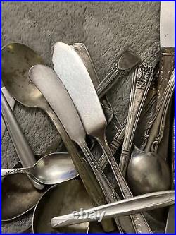 Lot Of Silverware Silver Plate Oneida Serving Spoon Fork Spoon Knife Vtg