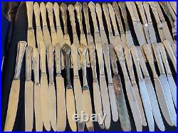 Lot of 112 Vintage Silverplate Dinner Butter Lunch Knives Arts/Crafts Flatware