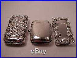 Lot of 2 Sterling Silver & 1 Silverplate Vintage/Antique Match Safe Holders