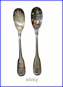 Lot of 2 Vintage Christofle Silver-plated 5 Egg-Spoons Shell Vendome France