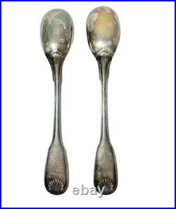 Lot of 2 Vintage Christofle Silver-plated 5 Egg-Spoons Shell Vendome France