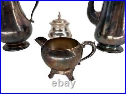 Lot of 4 Vintage Silver Plated Pitcher Tea Pot SUGAR BOWL