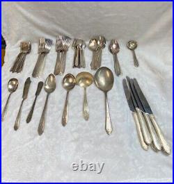 Lot of 65 Vintage Silver Plate Silverware same Pattern different Makers