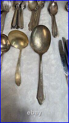 Lot of 65 Vintage Silver Plate Silverware same Pattern different Makers