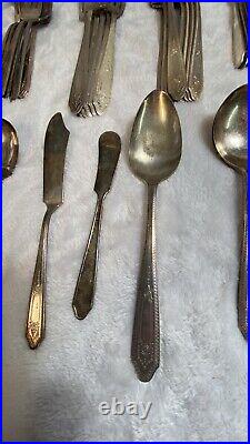 Lot of 65 Vintage Silver Plate Silverware same Pattern different Makers