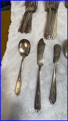 Lot of 65 Vintage Silver Plate Silverware same Pattern different Makers