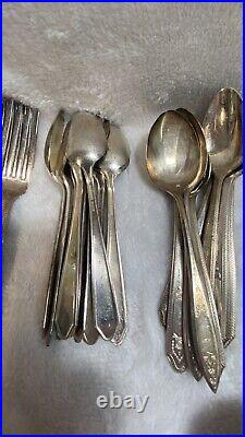 Lot of 65 Vintage Silver Plate Silverware same Pattern different Makers