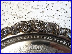 Lovely Vintage BAROQUE by WALLACE 13-1/4 Pierced Silver Plate Serving Platter