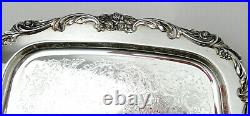 Lunt Silver Plate Footed Tray Ornate Eloquence Pattern, 16.5sq. FINE Vintage