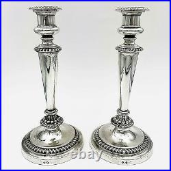 MATTHEW BOULTON PAIR OLD SHEFFIELD PLATE CANDLESTICKS GEORGE III c1815 11 Inches