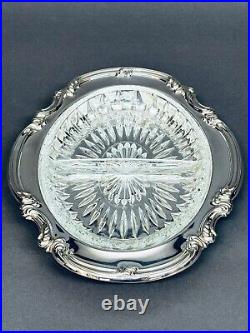 Marvelous Vintage Silver Plate Serving Dish with Divided Glass Insert By Gorham