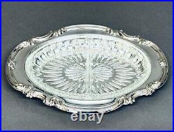 Marvelous Vintage Silver Plate Serving Dish with Divided Glass Insert By Gorham