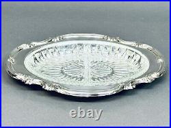 Marvelous Vintage Silver Plate Serving Dish with Divided Glass Insert By Gorham