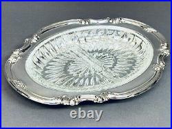 Marvelous Vintage Silver Plate Serving Dish with Divided Glass Insert By Gorham