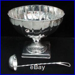 Massive Vintage Silver Plate 14 Punch Bowl With Ladle
