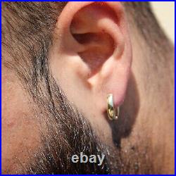 Men's Hoop 14k Gold Plated 925 Sterling Silver Small Huggie Hoops Clip Earrings