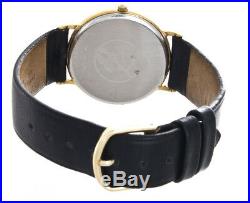 Men's Movado Vintage Gold Plated Black Leather Band Watch 87-59-885
