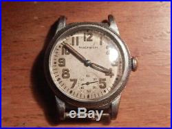 Men's Vintage WALTHAM, Military Issue, chr, plated, 9j, Not Running, Parts or Repair