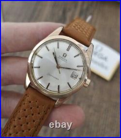 Men's Vintage Wrist Watch Omega Rose Gold Plated Automatic 1965 Manual Winding