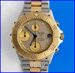 Mens Tag Heuer 3000 2-tone 18K Gold plate & SS Chronograph watch NOS Condition