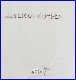 Modernist Vtg European Silver On Copper Gallery Tray Pierced Trimmed Ball Feet