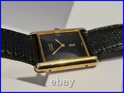 Must De Cartier Gold plated Silver Tank Case Watch. Ladies. Boxed. Vintage