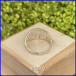 NEW Yellow Gold Plated 925 Silver Vintage Antique Cigar Band Dome Ring For Women