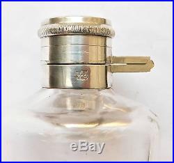 NO RESV Silver Plated HARRODS Captive Top Glass Hunting Flask John Yates Vintage