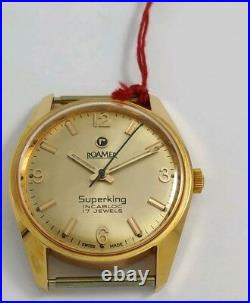 NOS Roamer Superking hand winding 10 micron Gold Plated watchRare Vintage, 1970
