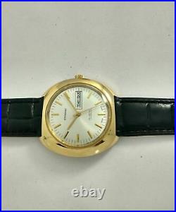 NOS Vintage Sandoz Automatic Day-Date watch Swiss Made men's, 10m Gold Plated