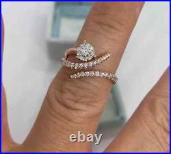 Natural Moissanite 1.20Ct Round Cut Engagement Ring 14K Rose Gold Plated Silver