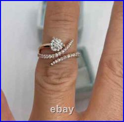 Natural Moissanite 1.20Ct Round Cut Engagement Ring 14K Rose Gold Plated Silver