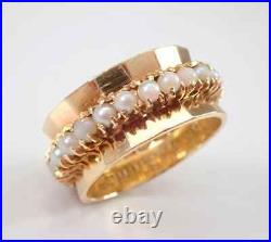 Natural Pearl 2.80Ct Round Cut Vintage Eternity Band Ring 14K Yellow Gold Plated