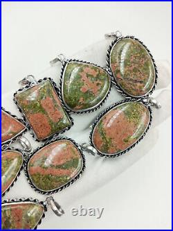 Natural Unakite Gemstone Pendant Lot 925 Sterling Silver Plated Pendant