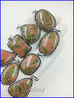 Natural Unakite Gemstone Pendant Lot 925 Sterling Silver Plated Pendant