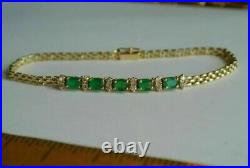 New 4.50Ct Oval Cut Natural Green Emerald Tennis Bracelet 14k Yellow Gold Plated