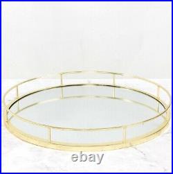 New Gold Round Mirror Base Candle Plate Tray Tealight Holder Table Centrepiece