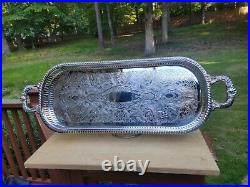 New Old Stock Vintage Regency Brand Silver Plate Serving Tray 26 x 9 With Handles