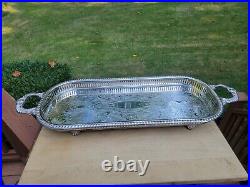 New Old Stock Vintage Regency Brand Silver Plate Serving Tray 26 x 9 With Handles